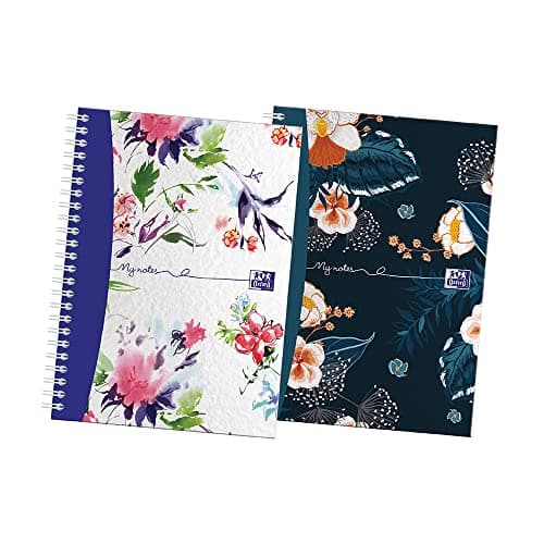 Image of Oxford Botanics Twin Pack, A5 Hard Cover Wirebound Notebook, Ruled with Margin, 140 Pages, Scribzee Enabled
