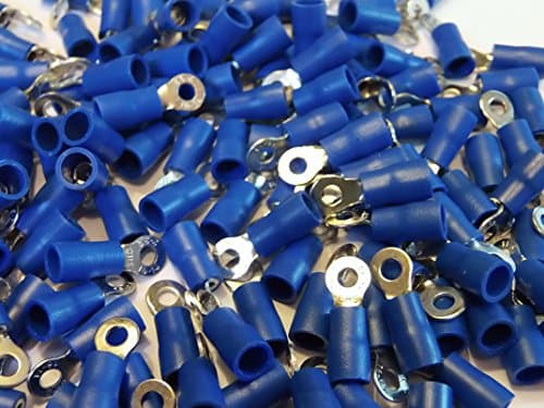 Image of blue 3.2mm ring terminal crimp connector (for 3mm bolt/screw) 25 50 100 pack (50)