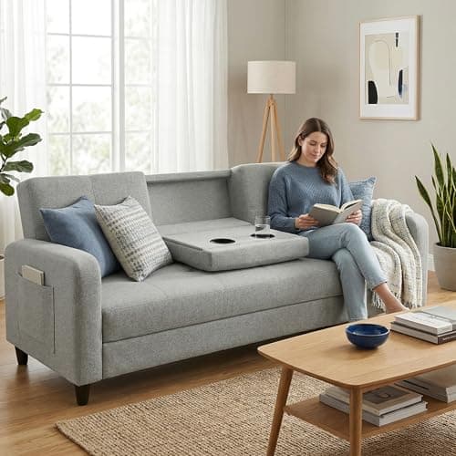 Image of Dako Furniture® 3-Seater Sofa Bed AGNES Modern Dark Grey Fabric Sleeper Couch with Storage Pull-Out Guest Sofa with Click-Clack Mechanism Compact Design for Living Room or Flat