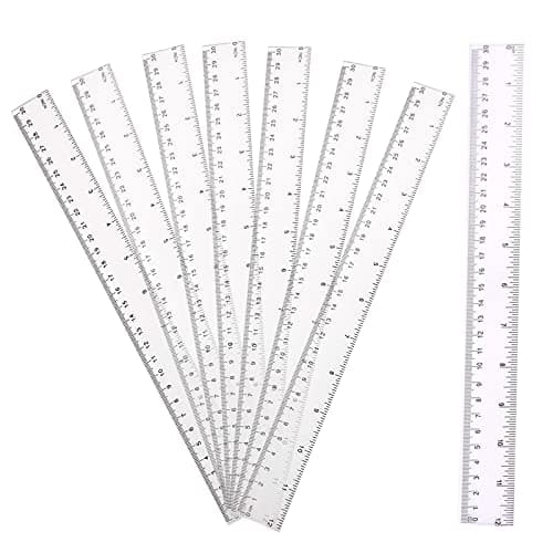 Image of 8Pcs 30cm Rulers Plastic Clear Long Ruler 12 Inch 30 cm Ruler Set Shatterproof Transparent Straight Shatter Resistant Measuring Multipack for Kids Student School Office Gift