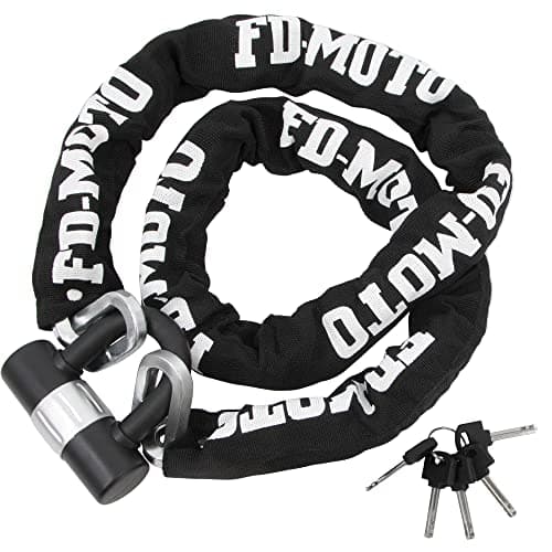 Image of FD-Moto 1.5M*10mm Steel Heavy Duty Motorbike Chain Lock Padlock Motorcycle Bike Scooter Bicycle Security Lock Black&White