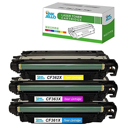 Image of InkJello Compatible Toner Cartridge Replacement for HP Colour LaserJet Enterprise M552dn M553 M553dn M553n M553x Flow MFP M577c MFP M577dn MFP M577f MFP M577z CF361X/2X/3X (Cyan/Yellow/Magenta,3-Pack)