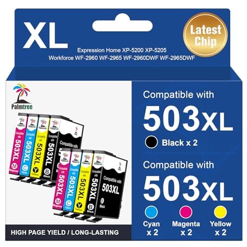 Image of Plamtree Replacement for 503XL Ink Cartridges Compatible with Epson 503XL Ink Cartridges Multipack for Epson XP-5200 Ink Cartridges for Epson XP-5200 XP-5205 Workforce WF-2960WF-2965 (8-Pack)