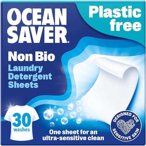 Image of OceanSaver Eco Laundry Detergent Sheets | Non-Bio | Eco-Friendly, Biodegradable & Freshly Scented | Zero-Waste & Removes Tough Stains | Vegan, Plastic & Cruelty-Free | Plant Based Formula (30 Washes)