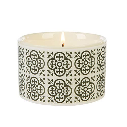 Image of WAX LYRICAL Fired Earth , Black Tea and Jasmine Ceramic Candle, Up to 26 Hour Burn time,Cream White,Medium