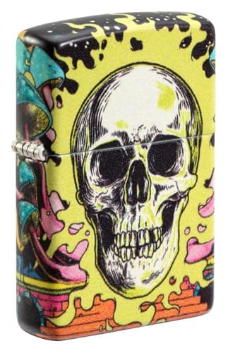 Image of Zippo Windproof Lighter, Skull Design – 540° Glow-in-the-Dark – Refillable, Reusable, Windproof Design – Comes in Gift Box – Made in USA