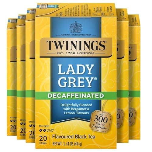 Image of Twinings of London Decaffeinated Lady Grey Black Tea Bags, 20 Count (Pack of 6)