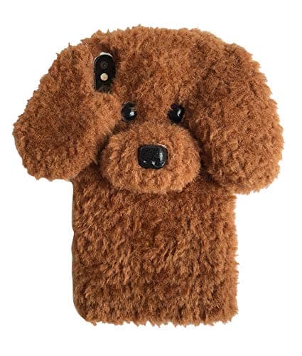 Image of UnnFiko Super Cute Teddy Dog Fluffy Fur Case Compatible with iPhone 7 Plus/iPhone 8 Plus, Fuzzy Furry Warm Plush Soft TPU Winter Case Protective Covers (Teddy Brown, iPhone 7 Plus / 8 Plus)