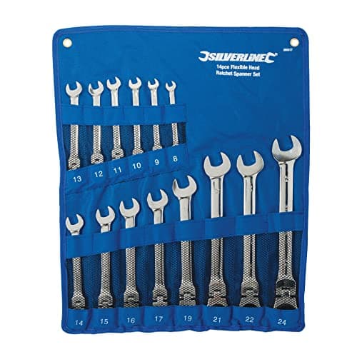 Image of Silverline 399017 Flexible Head Ratchet Spanner Set 14pce 8 - 24 mm