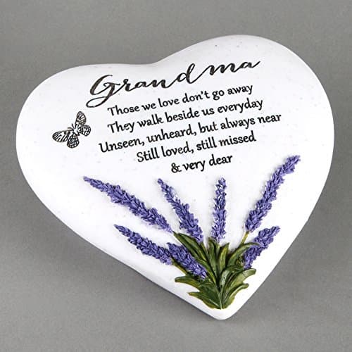 Image of MOSKILA Thoughts Of You Heart Outdoor Memorial Plaque with Lavender design, Grandma