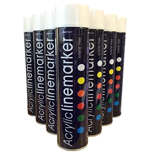 Image of (PACK OF 6) Large 750ml WHITE Line Marking Spray paint survey builders marker Sports Grounds