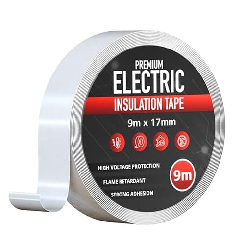 Image of 1 Roll White Electrical Insulating Tape 17mm Wide 9m Long Strong PVC Insulation for Electrical Wiring and Cables Flame Retardant High Performance Durable Tape for Home Auto Workshop and DIY Repairs