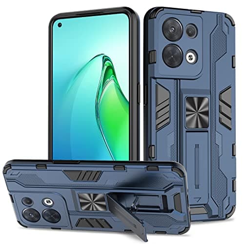 Image of Btstring Case for Oppo Reno 8 5G, Heavy Duty Shockproof Case with Stand Protective Tough Armour Personalised Phone Cover Case - Blue