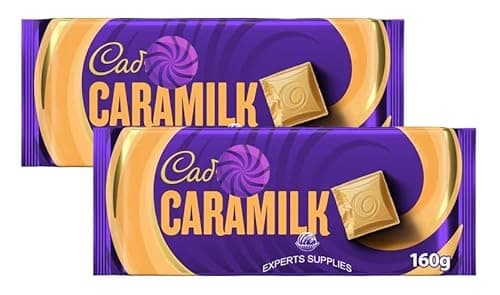 Image of 2 x Cad Caramilk Golden Caramel Chocolate Bar 160g White Chocolate With Caramelised Milk Powder Suitable For Vegetarians Perfect for Sharing and Gifting