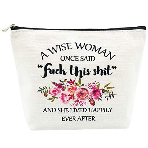 Image of Birthday Gifts for Women Retirement Gifts Best Friend Mothers Day Gifts A Wise Women Once Said Makeup Bag for Coworker Nurse Teacher Wife Sister