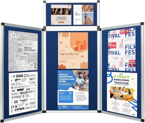 Image of Nisorpa Exhibition Panel Display Kit,3+1 Trade Show Presentation Board with Clip-on Header & Bag Panel Trifold Poster Board Single Sided Art Display Panels for Schools,Exhibitions,Healthcare (Blue)