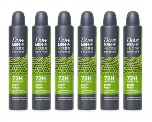 Image of Dove Men+Care Antiperspirant Deodorant Spray 250ml Pack of 6 – Sport Fresh, 72H Protection, Anti-Bacterial Odour Control