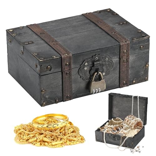 Image of Yimomoyi Treasure Chest Children's Birthday Pirate Chest Gift Box Lockable with Lid and Lock with Key Treasure Chest