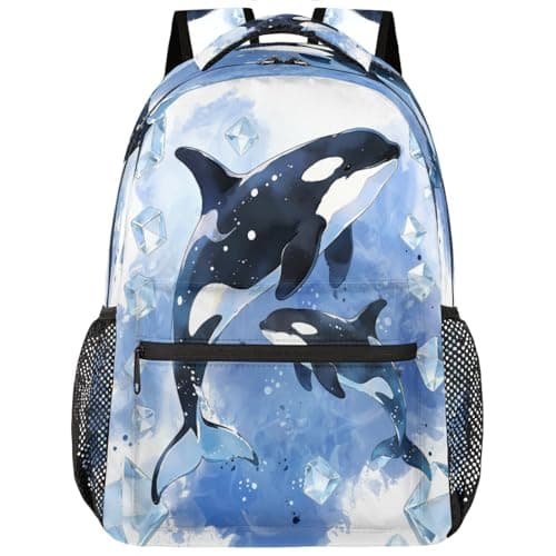 Image of AUUXVA Backpack School Shoulder Bag Stundents Waterproof Durable Bookbag Laptop Daypack, Killer Whale, One Size, Daypack Backpacks