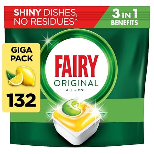 Image of Fairy All-In-1 Dishwasher Tablets Bulk, 132 Tablets, Lemon