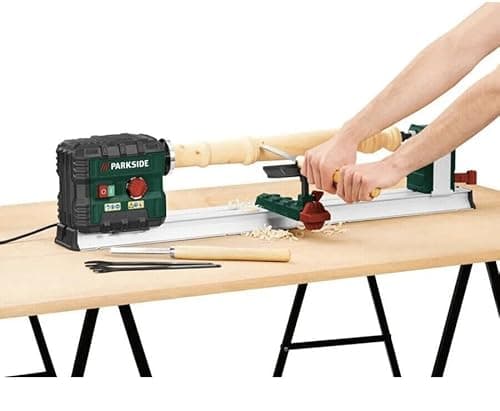 Image of Parkside 600W Wood Turning Lathe with 2 Chisels 2 Spanners Adjustable Speed, PDM 600 C3
