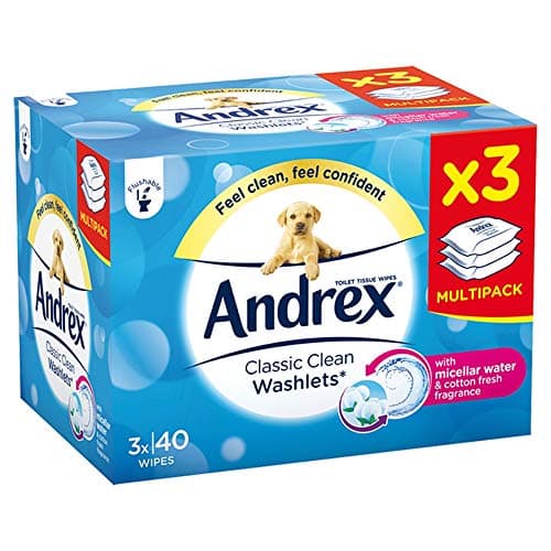 Image of Andrex Washlets Classic Clean Toilet Tissue, Pack of 3