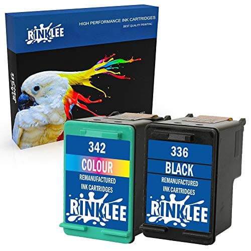 Image of RINKLEE Remanufactured for HP 336 342 XL Ink Cartridge compatible with HP Photosmart 2570 2575 2710 8150 C3100 C3180 C4180 D5160 DeskJet 5440 5442 6310 Officejet 6315 PSC 1510 | 1 Black, 1 Tri-Colour