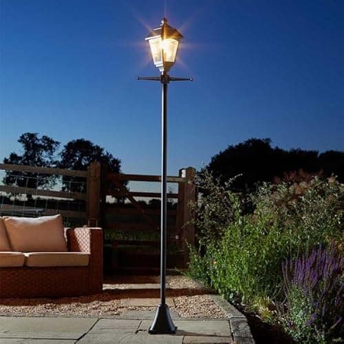 Image of Garden Mile 2m Solar Lights Outdoor Garden Victorian LED Lantern Lamp Post 200 Lumens - Tall Lamppost Solar Lantern Outdoor Pathway Lighting Garden Ornaments Floor Mount Black