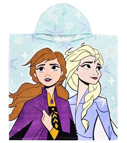 Image of Disney Frozen Girls Hooded Towel Poncho Swimming Bath Hoodie Cover Up (Frozen, One Size)