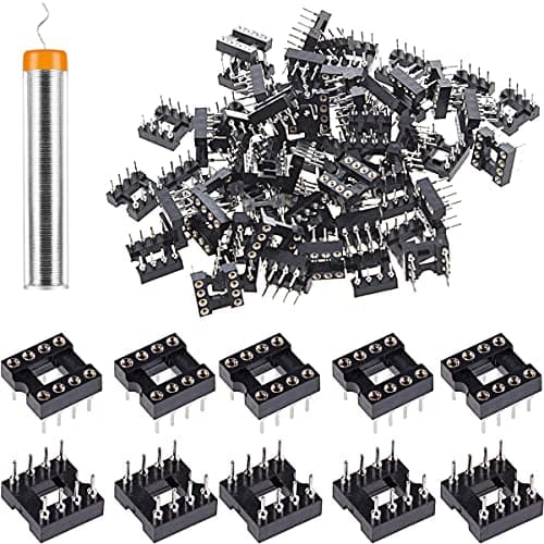 Image of Youmile 50 pcs Round DIP IC Socket 2.54 mm Pitch 8 Pin IC Socket Adaptor Round Hole Soldering Type Not easy to break,with tin wire pen for electronics experiment DIY