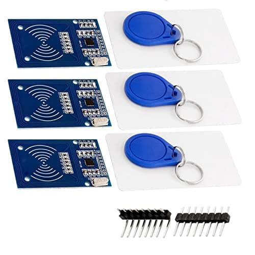 Image of AZDelivery 3 x RFID Kit - MFRC522 Compitabile with RC522 RF IC Card Reader Sensor Module, RFID Chip Key Ring and S50 Card 13.56MHz, Compatible with Arduino and Raspberry Pi including E-Book!