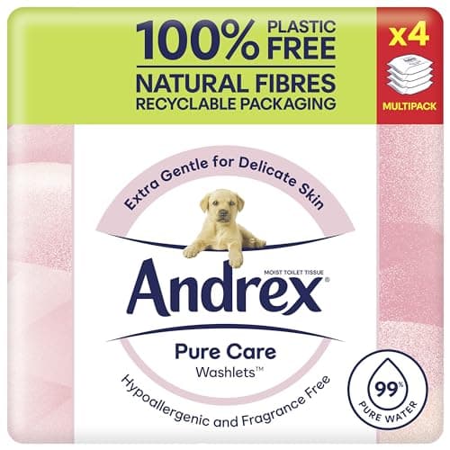 Image of Andrex Pure Care Washlets Moist Toilet Tissue Multipack (4 x 36 Sheets), White