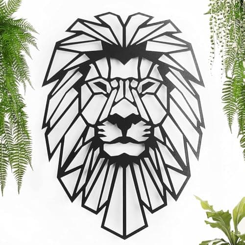 Image of keluly Metal decoration. Floating wall sculpture, with shadows, made of steel. (43 x 31 cm., Lion)