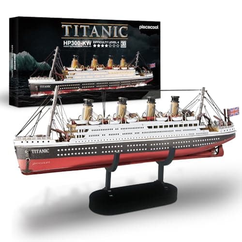 Image of Piececool 3D Puzzle Metal RMS Titanic, Ship Transportation Craft Model Kits for Adults to Build, 3D Puzzles Adult Teens for 304 Stainless Steel, Ideal as Gifts, Home Decoration, 226 Pieces