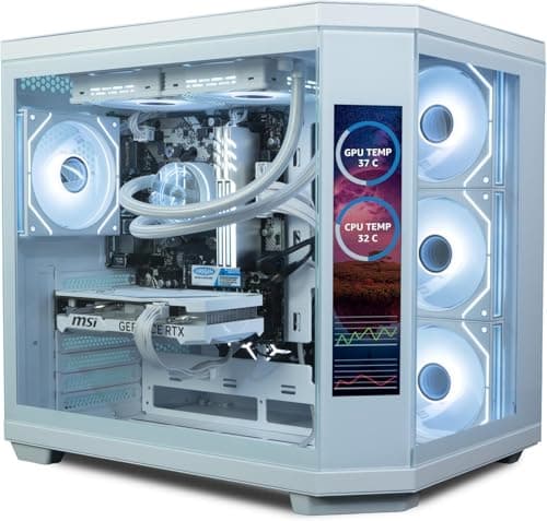Image of ionz Gaming PC - Desktop Computer, Ryzen 5 5600, NVIDIA RTX 5060,16GB RAM 1TB SSD, 240mm AIO Liquid Cooling, Windows 11, 600W 80+ PSU, WiFi, (APEX VISION, White)