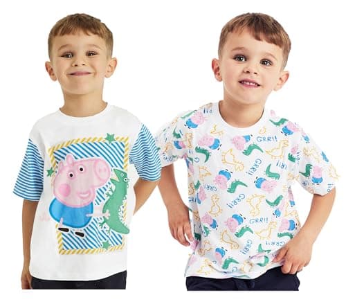 Image of Boys George Pig T Shirts Tops 2 Pack (George Pig, 12-18 Months)