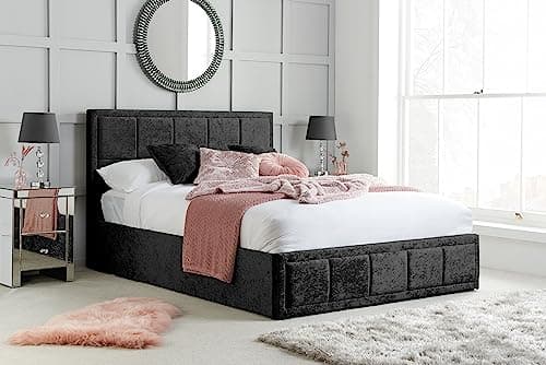 Image of Birlea Hannover Ottoman Storage Bed Crushed Velvet - Black, Small Double
