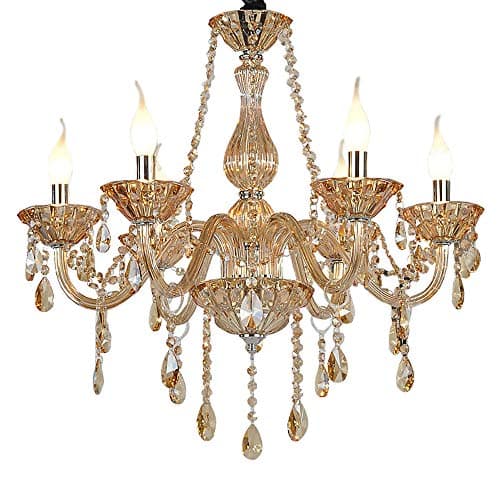 Image of 8010 Crystal Chandelier Amber 6/8/10 Lights Candle Pendant Lamp Marie Therese (6 Arms)