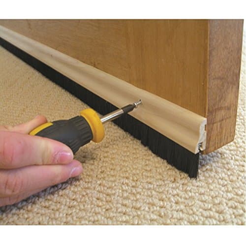 Image of STORMGUARD 02SR0320838WO 838mm Bottom of The Door Brush Strip Draught Excluder-Wood, Black, (2'9")
