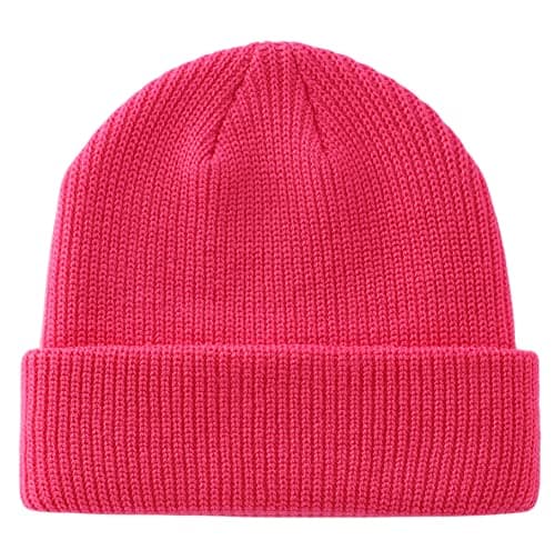 Image of Decentron Classic Men's Warm Winter Hats Thick Knit Cuff Beanie Cap Daily Beanie Hat (Hot Pink)
