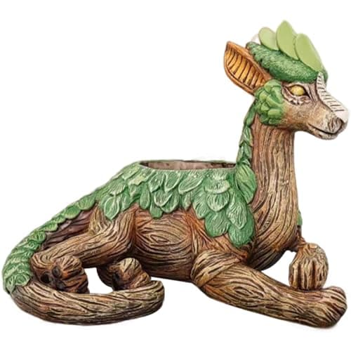 Image of Pesoncarl Statues, Dragon Statue Outdoor Funny Dragon Planter Resin Material Dragon Figurines, Unique Succulent Pots with Drainage Hole, Dragon Yard Decor for Succulent Plants