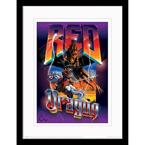 Image of Dungeons and Dragons Print in Black Picture Frame Collector Edition (Red Dragon Design) Dungeons and Dragons Wall Art, 30cm x 40cm. Dungeons and Dragons Gifts - Official Merchandise