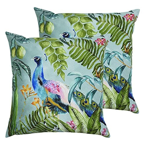 Image of furn. Evans Lichfield Peacock Polyester Filled Outdoor Cushions (Twin Pack), Polyester, Multi