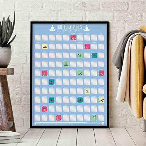 Image of Gift Republic 100 Yoga Poses Bucket List Scratch Poster, Blue, A2