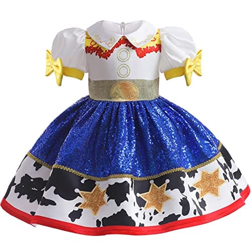Image of Tangsenyu Jessie Dress for Kids, Toddler Girls Sequins Cowgirl Dresses Short Sleeve
