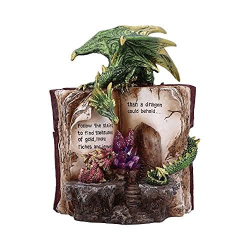 Image of Nemesis Now Hoard Finders Dragon with Book Crystal Figurine, Green, 20.8cm