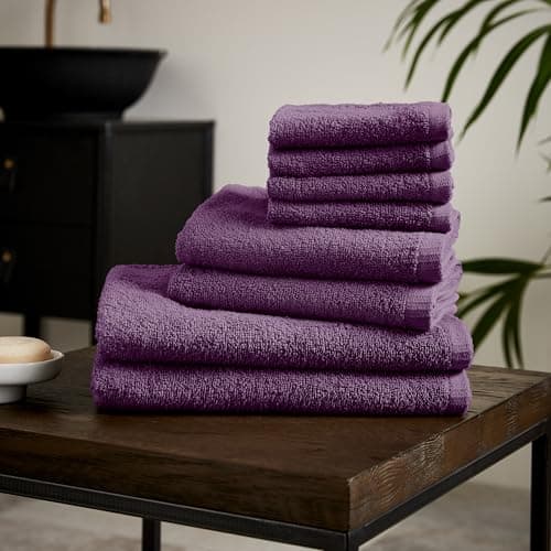Image of Catherine Lansfield Quick Dry Cotton 8 Piece Towel Set Plum