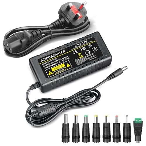 Image of HPMN 12V 3A 36W Power Supply AC/DC Adapter AC 100-240V to DC 12V Converter 12 Volt 3 Amp Power Transformer with 5.5x2.5mm DC Output UK Plug for LED Strip Module Light