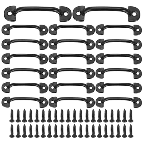 Image of sourcing map 20Pcs Mini Decorative Handles, 2.4" Vintage Mini Pulls Metal Jewelry Drawer Box Zinc Alloy Cabinet Screw Mounted Pull Handles for Furniture Dresser Sliding Door, Black