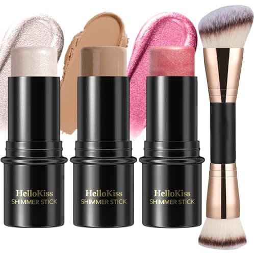 Image of 3 Pcs Cream Contour Stick Makeup Kit,Shades with Highlighter,Blush and Bronzer Contour Stick for Sculpt the Cheeks,Waterproof, Matte & Dewy Finish (Light,#01+#09+#11)